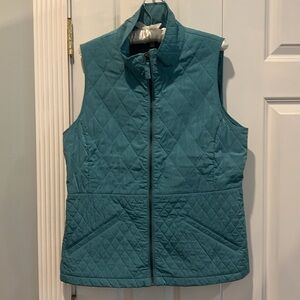 Talbots Vest Teal Size Medium Full Zipper Front 100% Polyester